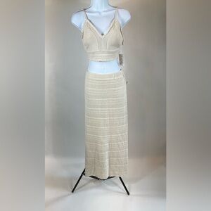 Freshman 1996 Women 2 Piece Set Top & Pants Medium Beige